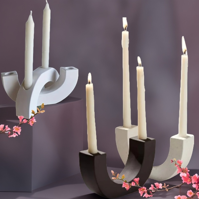 U-Shaped Concrete Candle Holder