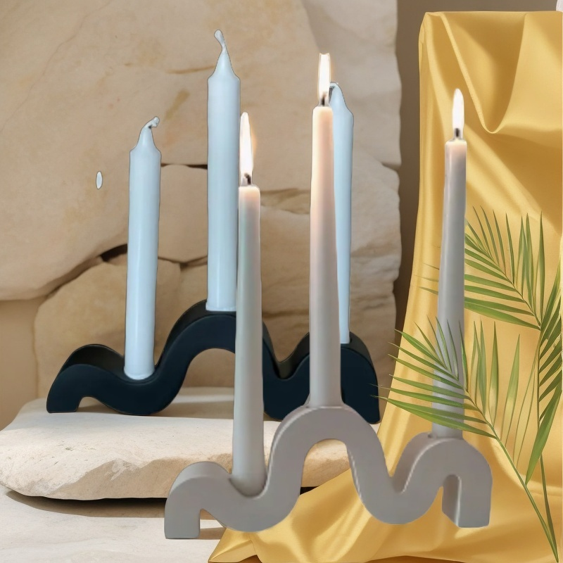 3 Tier Wavy Concrete Candle Holder