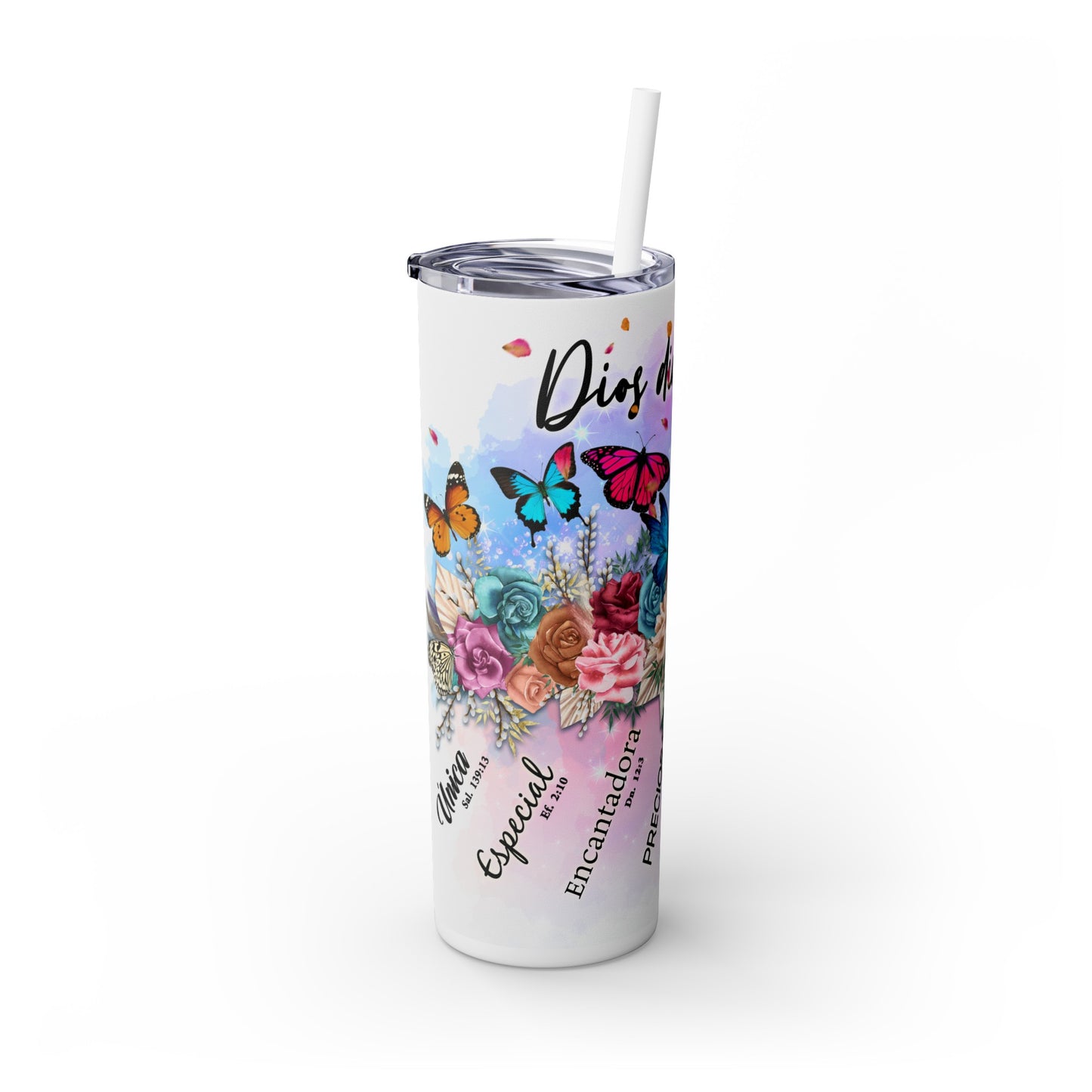 Spanish God Says You Are, Skinny Tumbler with Straw, 20oz