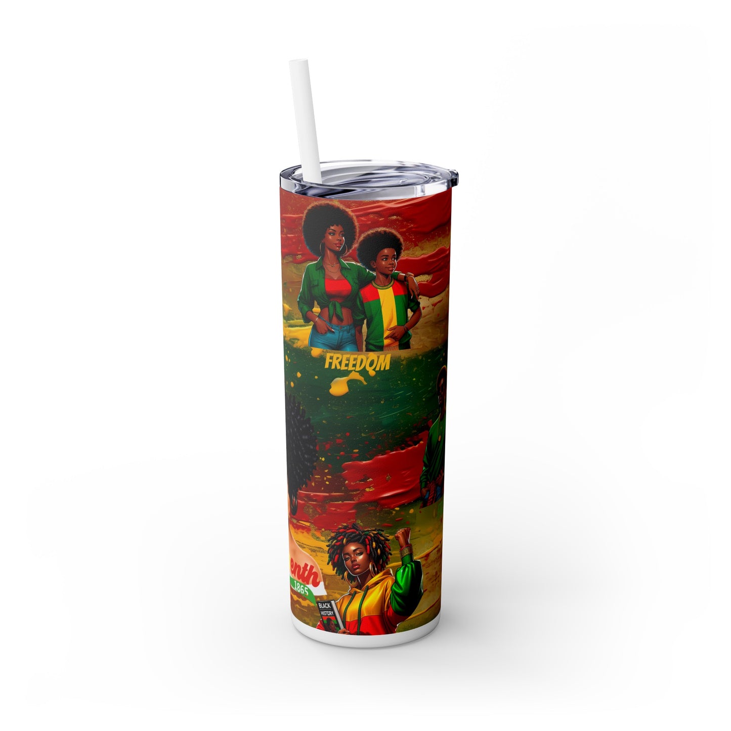 Juneteenth Freedom, Skinny Tumbler with Straw, 20oz