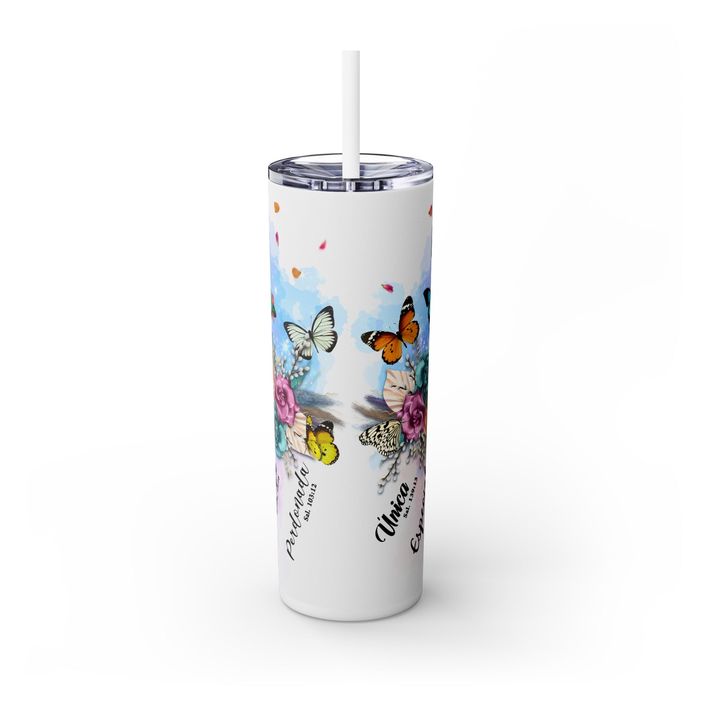 Spanish God Says You Are, Skinny Tumbler with Straw, 20oz