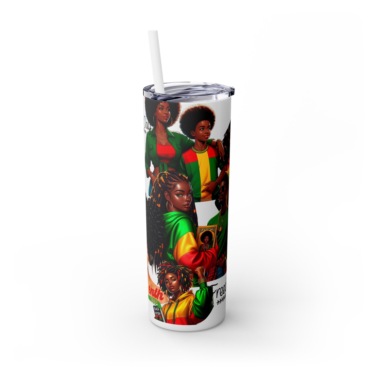 Juneteenth Freedom Collage, Skinny Tumbler with Straw, 20oz