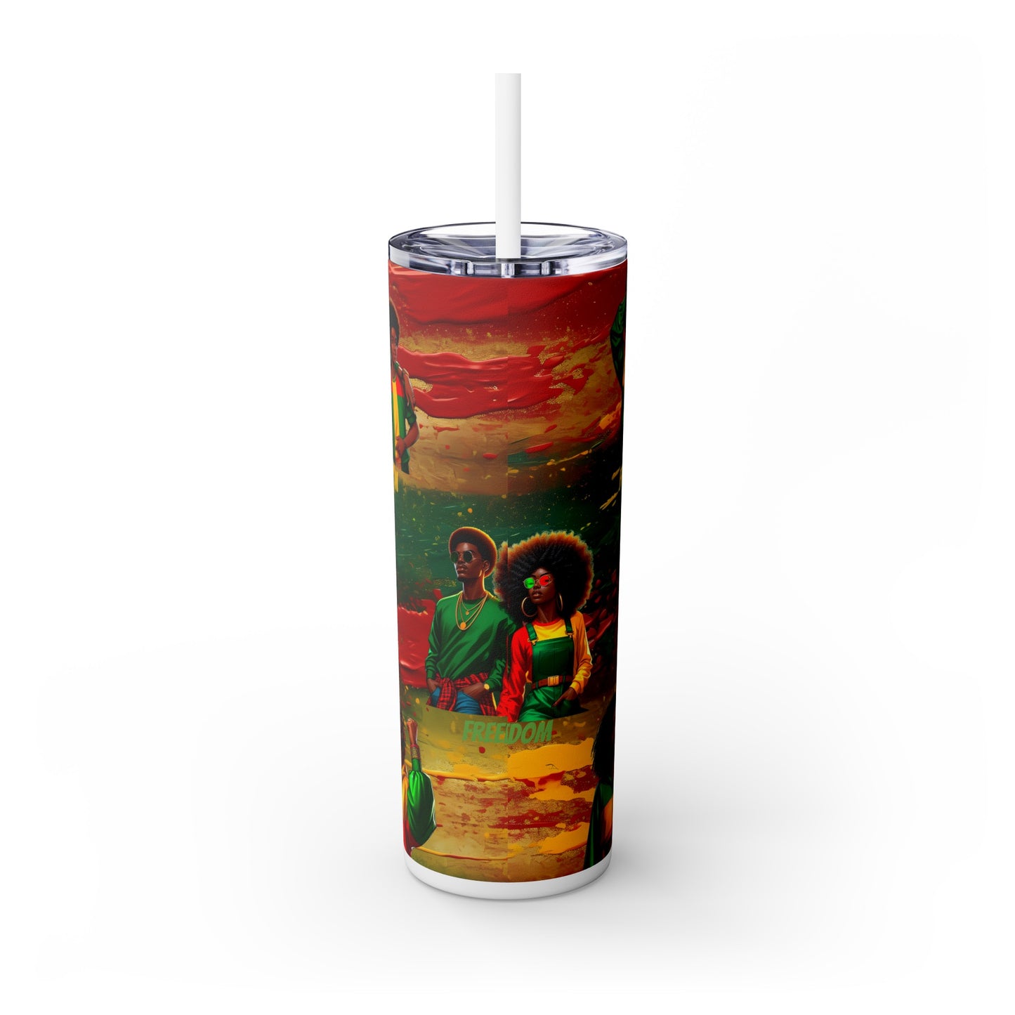 Juneteenth Freedom, Skinny Tumbler with Straw, 20oz