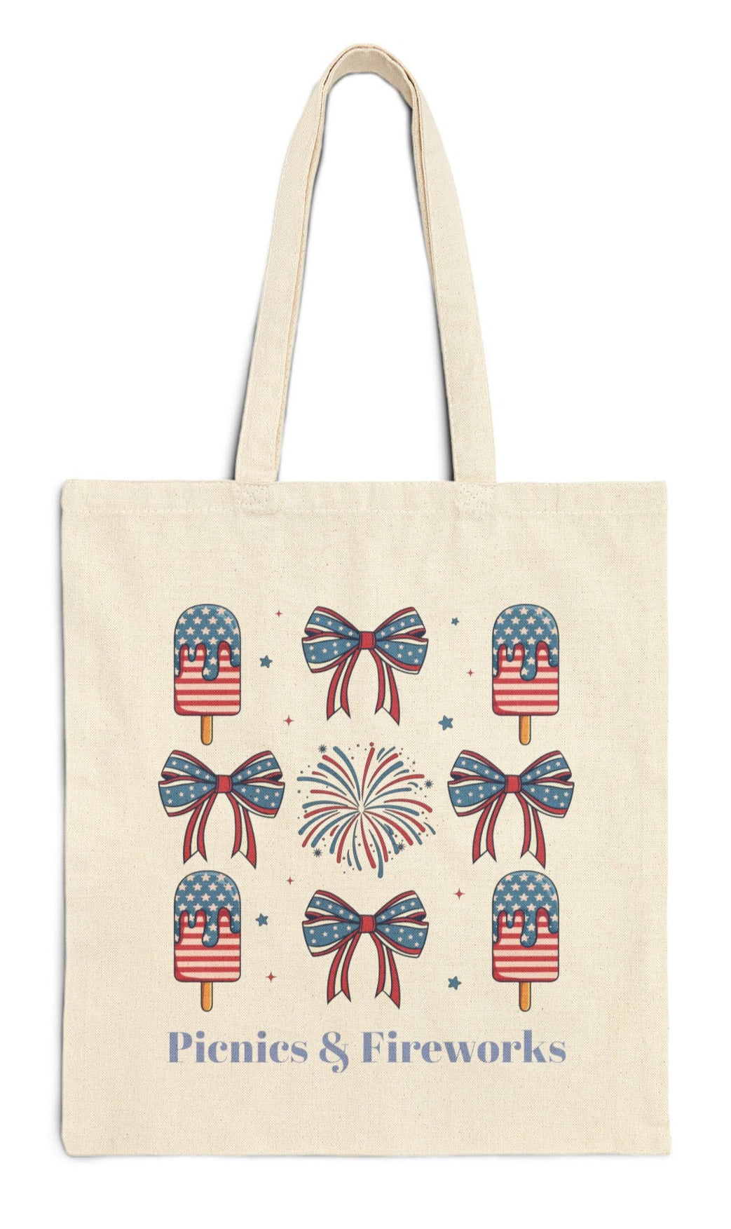 Picnics & Fireworks, White Tote Bag