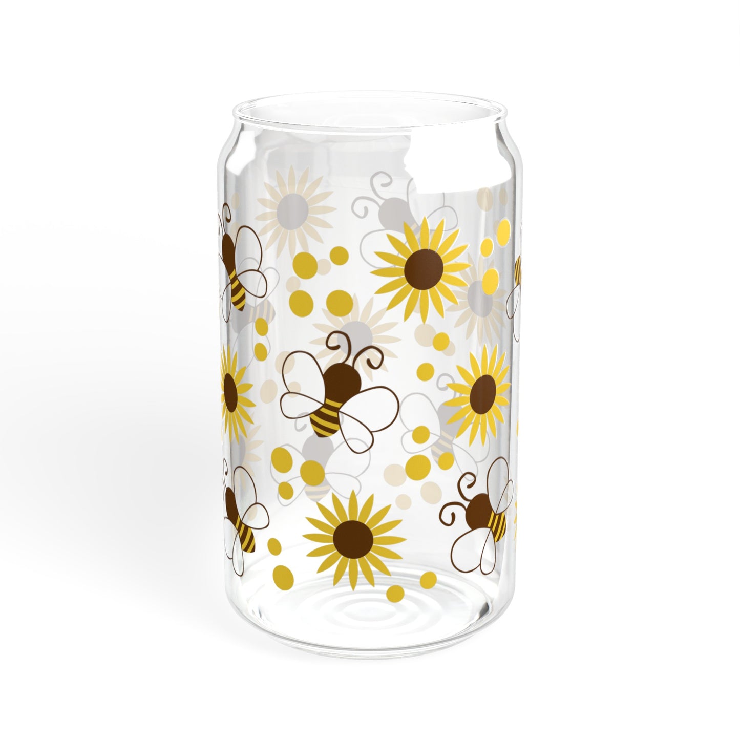 Bees and Daisys, Sipper Glass, 16oz