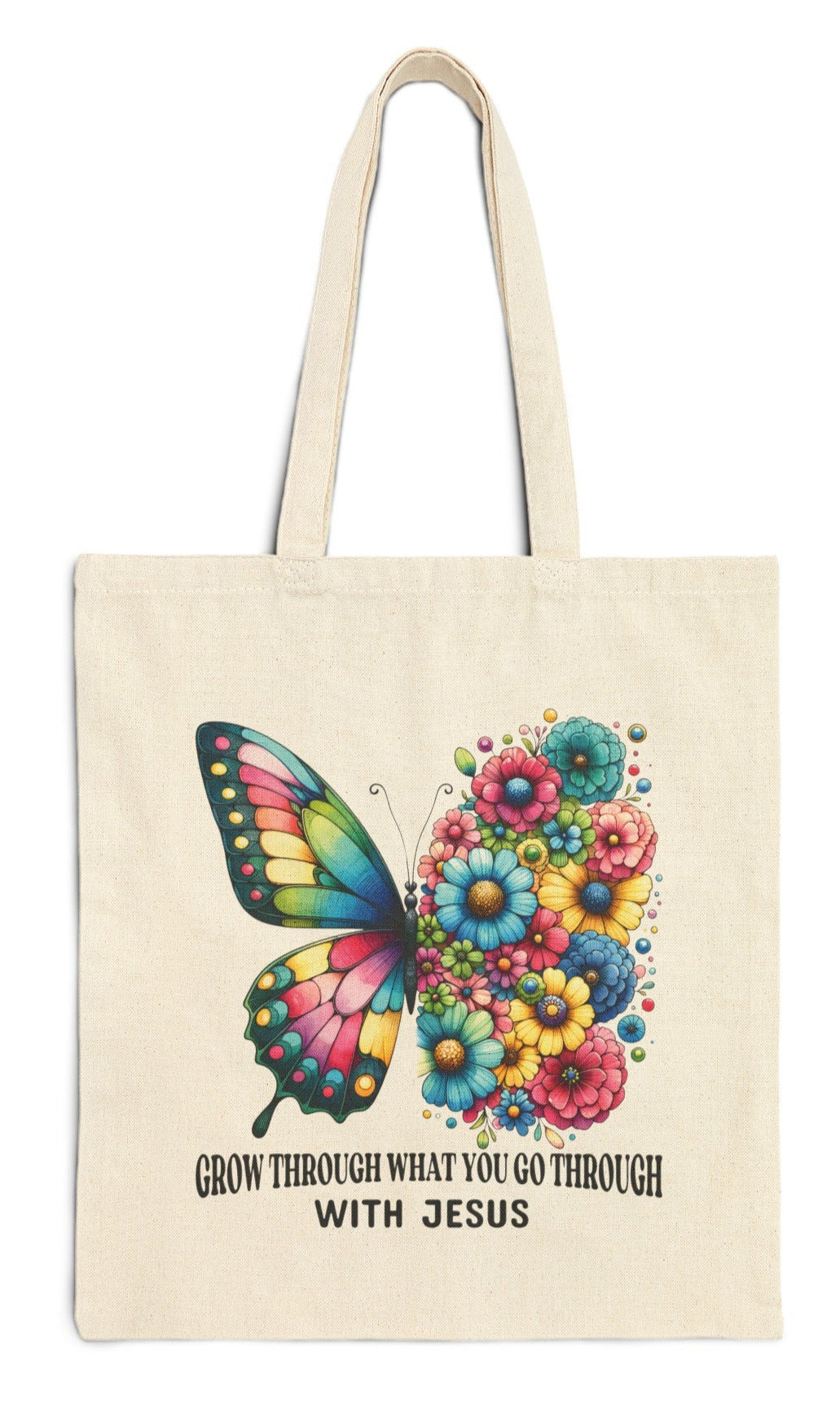 Grow With Jesus, White Tote Bag