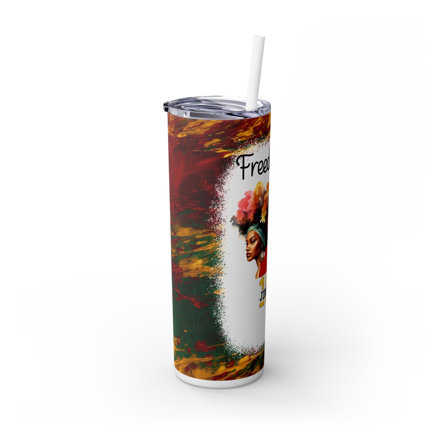 Juneteenth Freedom, Skinny Tumbler with Straw, 20oz