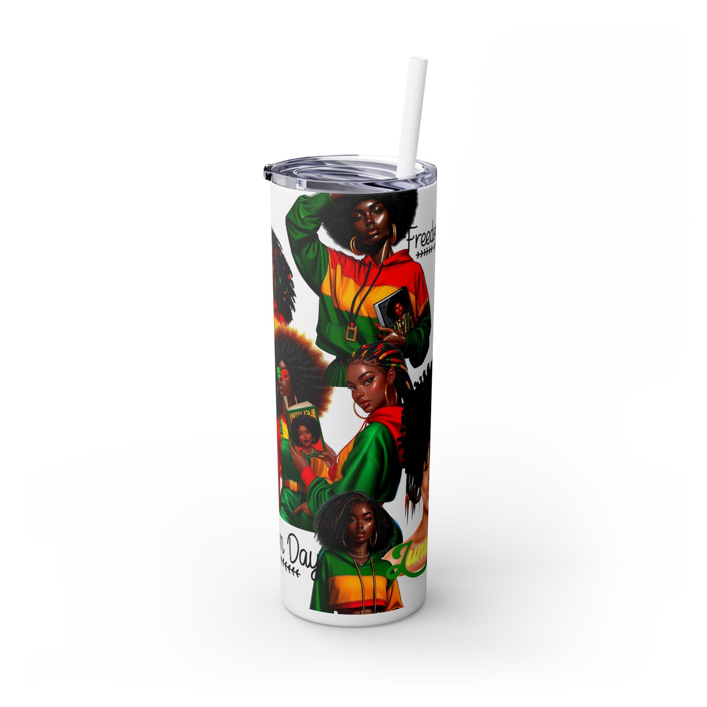 Juneteenth Freedom Collage, Skinny Tumbler with Straw, 20oz