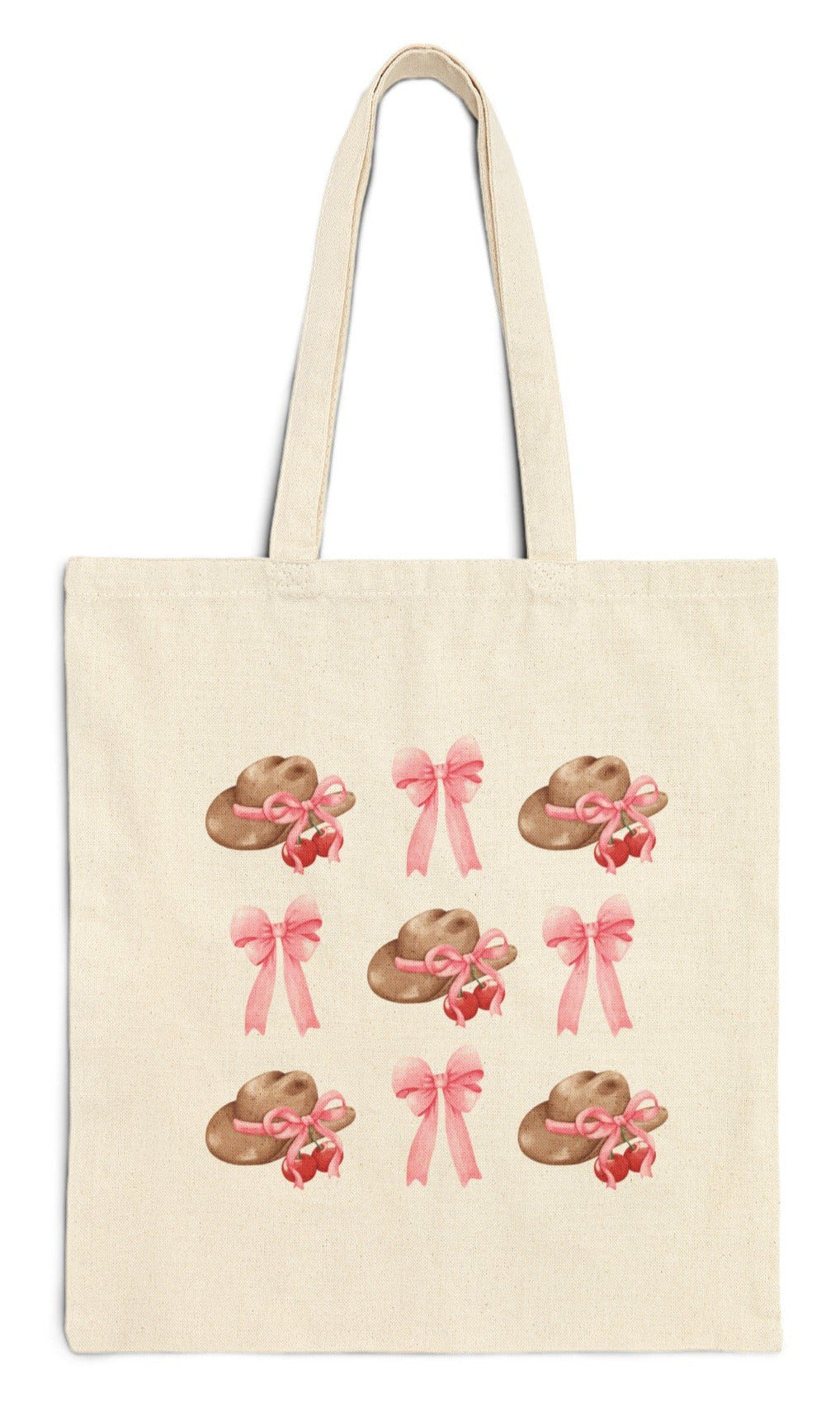 Hat and Bows, White Tote Bag