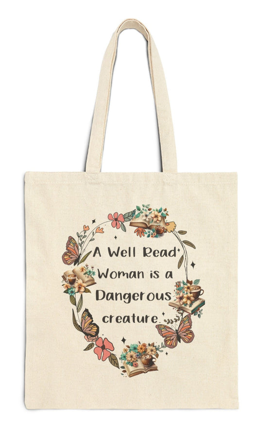 A Well Read Woman, White Tote Bag