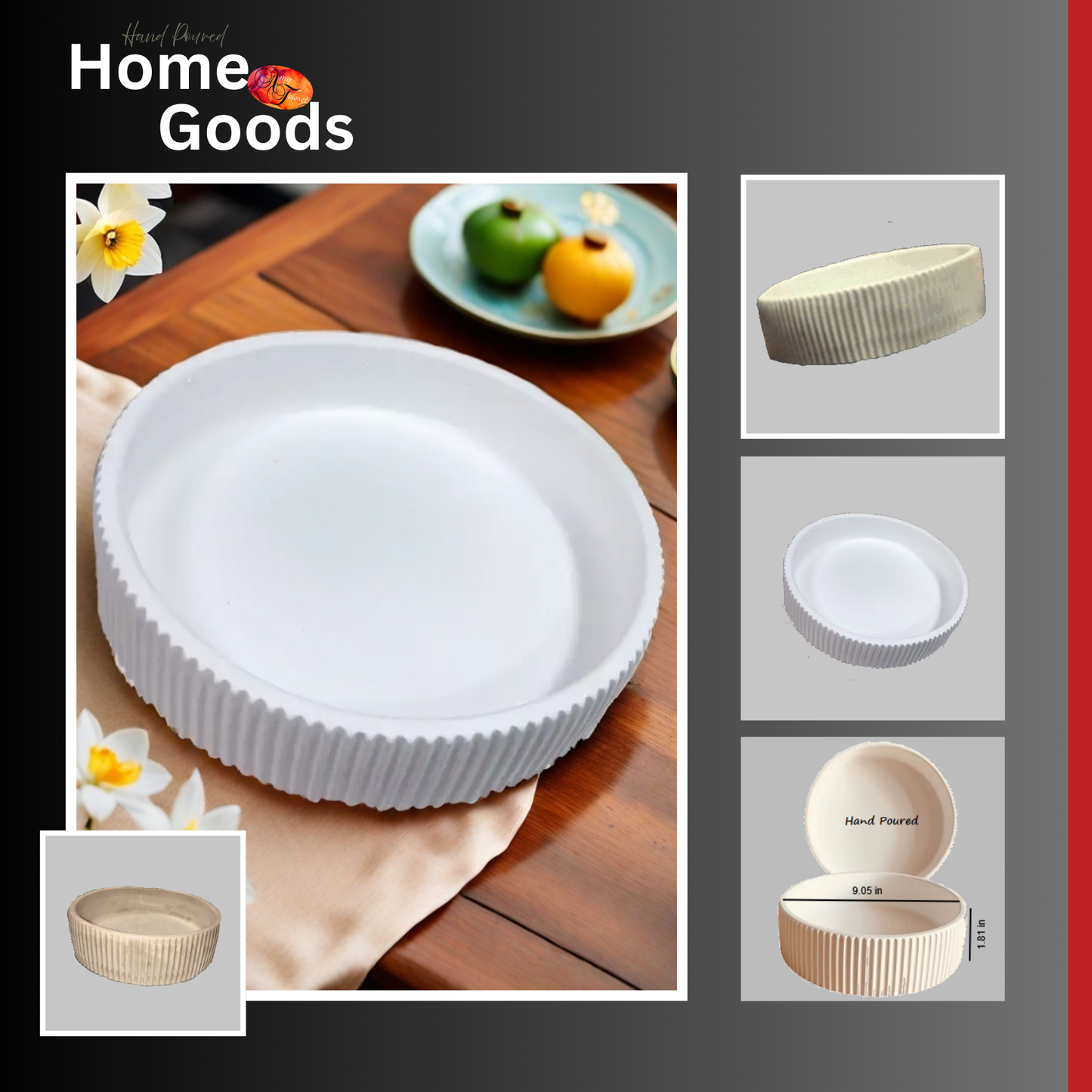 Hand-Crafted Ribbed Concrete Bowl