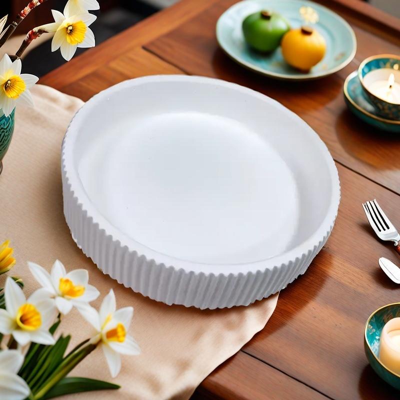 8" Hand-Crafted Ribbed Concrete Candle Bowl