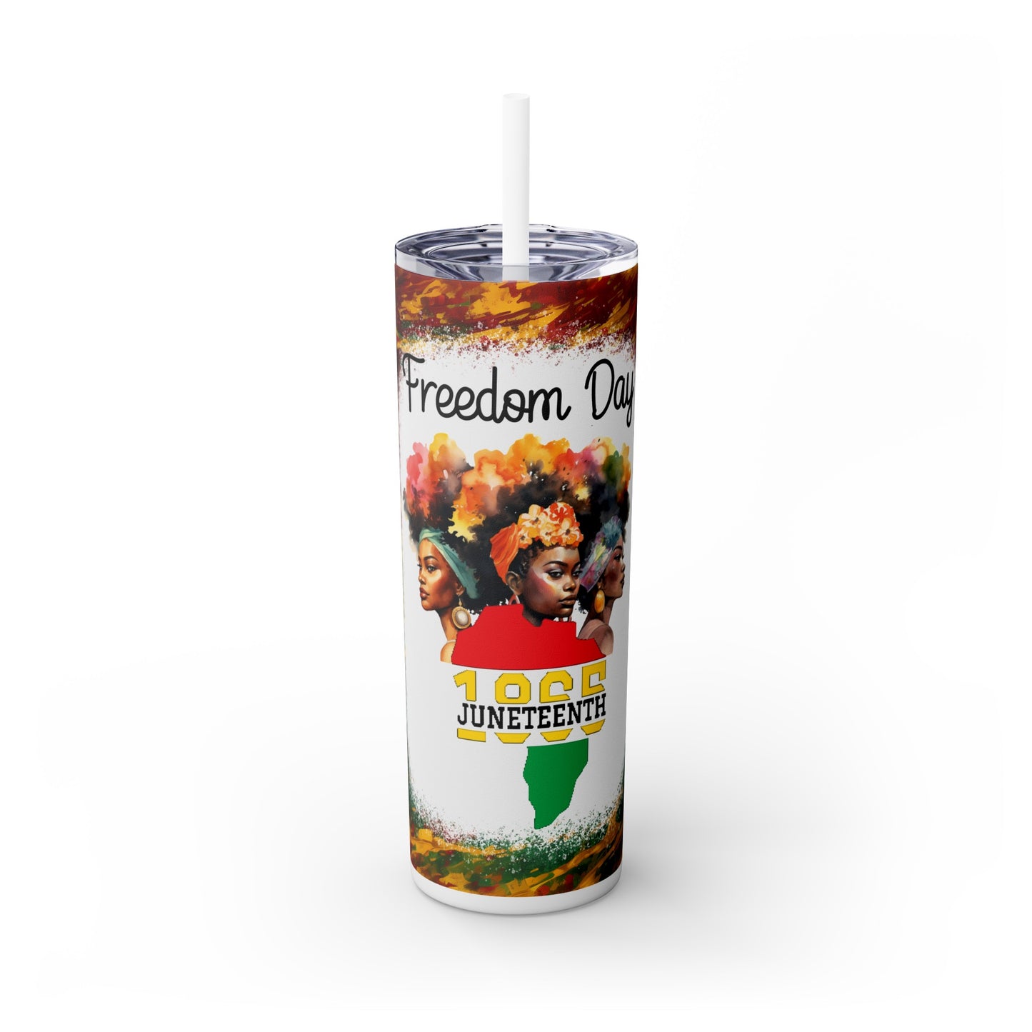 Juneteenth Freedom, Skinny Tumbler with Straw, 20oz