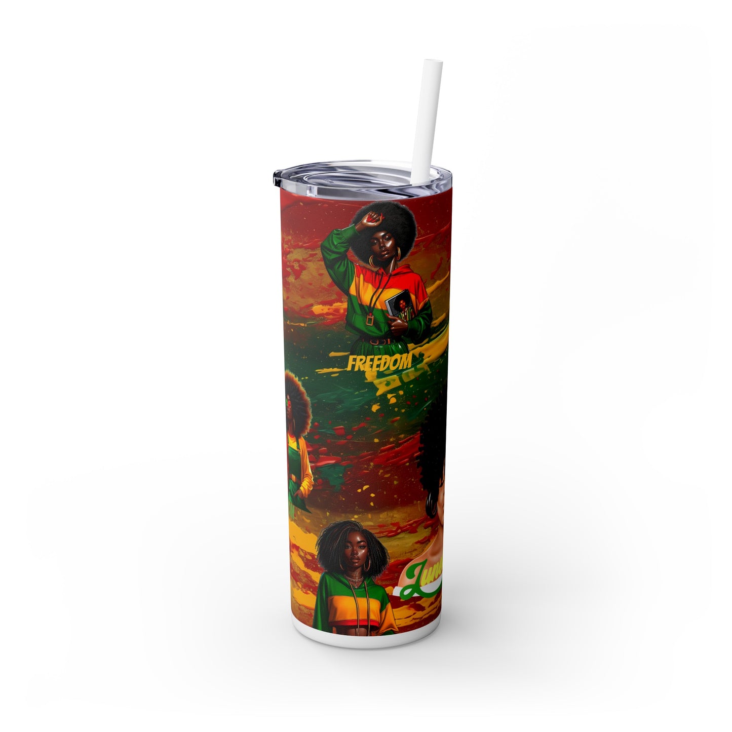 Juneteenth Freedom, Skinny Tumbler with Straw, 20oz