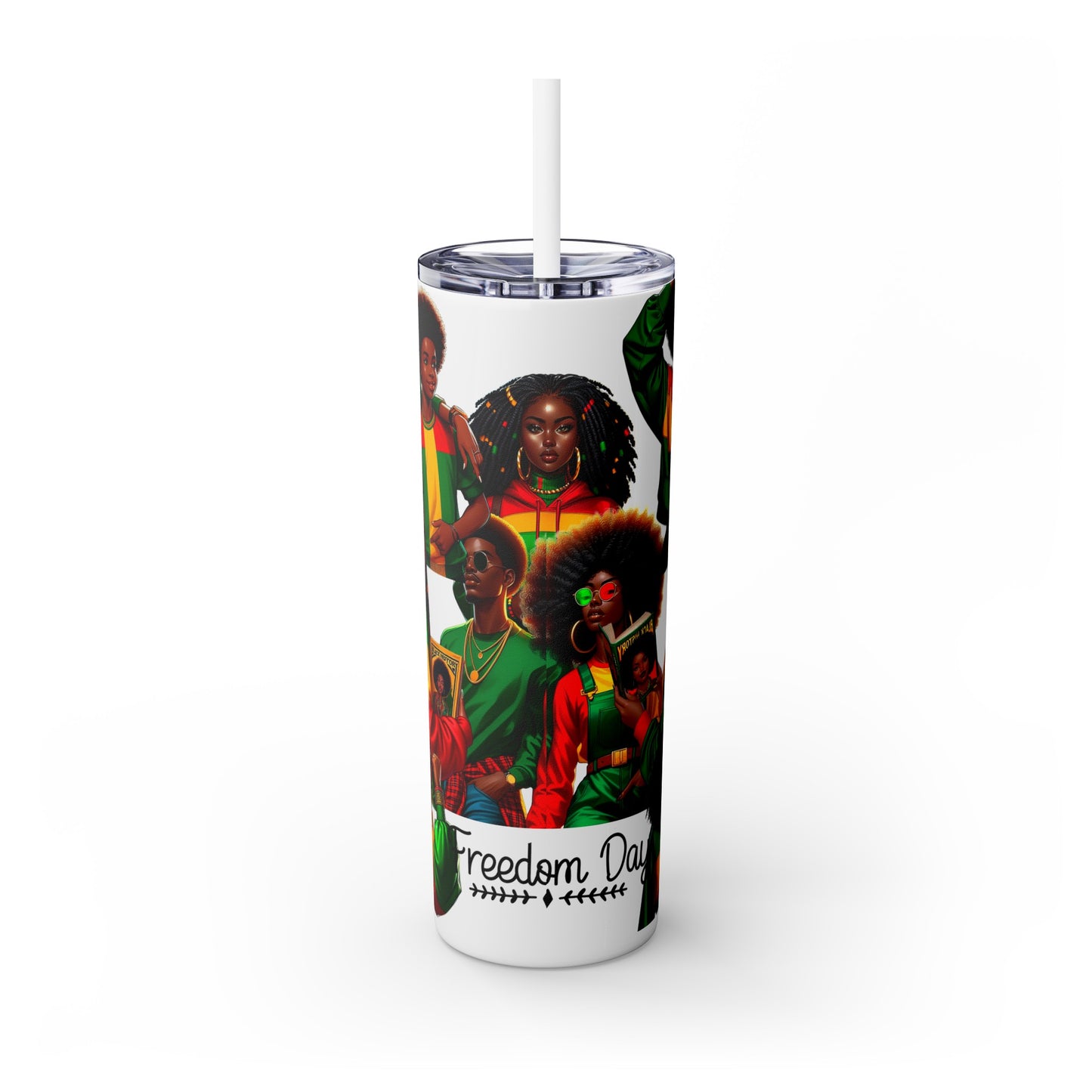 Juneteenth Freedom Collage, Skinny Tumbler with Straw, 20oz