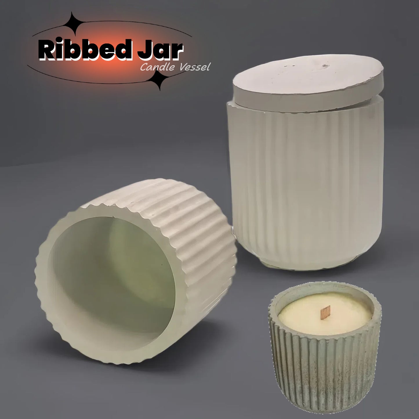 Ribbed Candle Vessel (Jar with Lid)