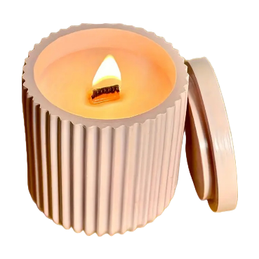 Ribbed Candle Vessel (Jar with Lid)