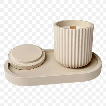 Ribbed Candle Vessel (Jar with Lid)