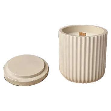 Ribbed Candle Vessel (Jar with Lid)