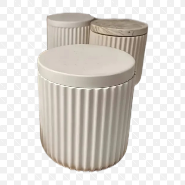 Ribbed Candle Vessel (Jar with Lid)