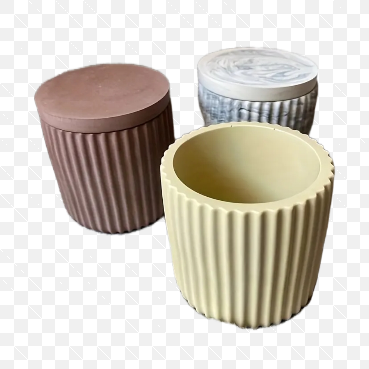 Ribbed Candle Vessel (Jar with Lid)