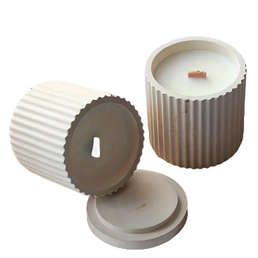 Ribbed Candle Vessel (Jar with Lid)