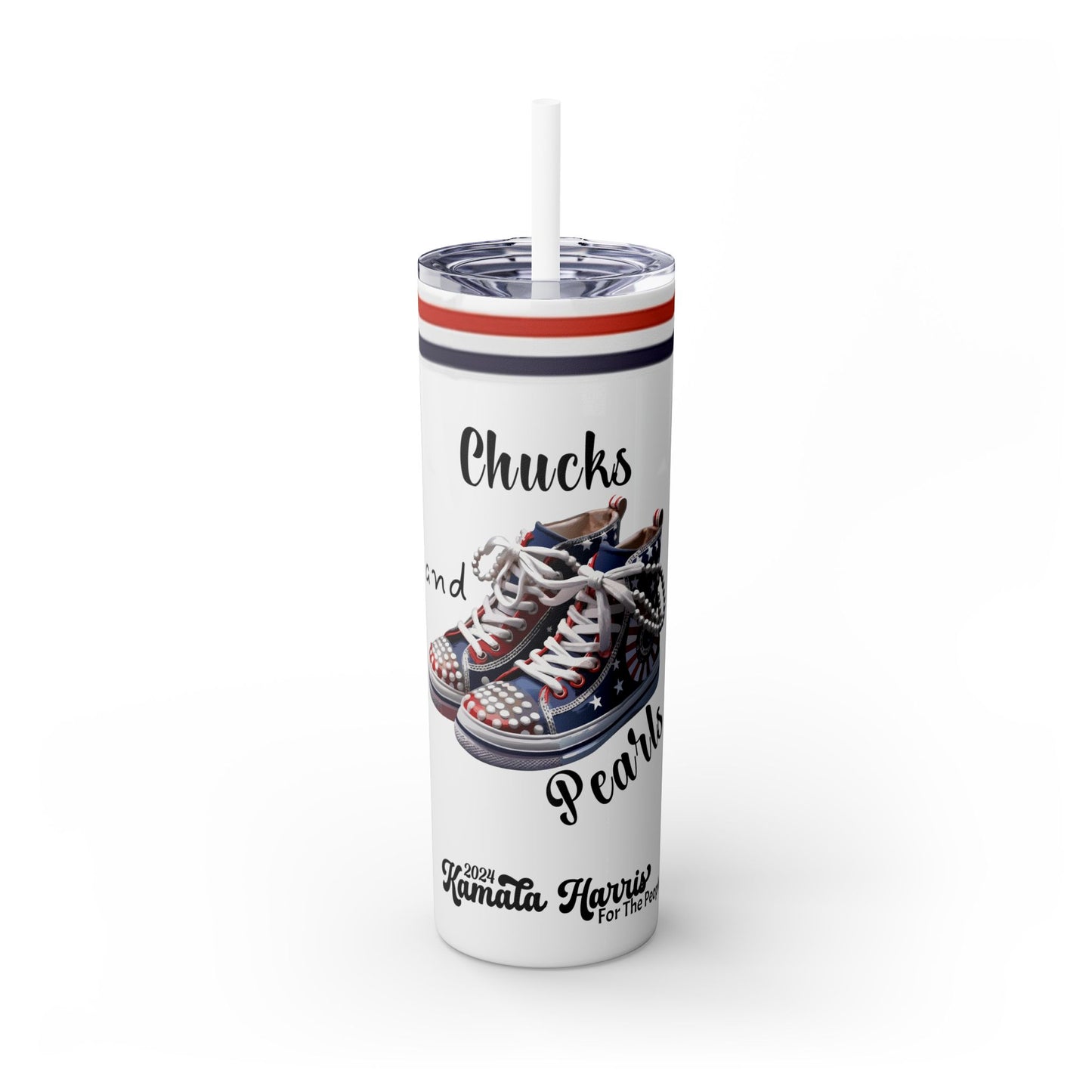 Chucks & Pearls (Collectors Addition), Skinny Tumbler with Straw, 20oz