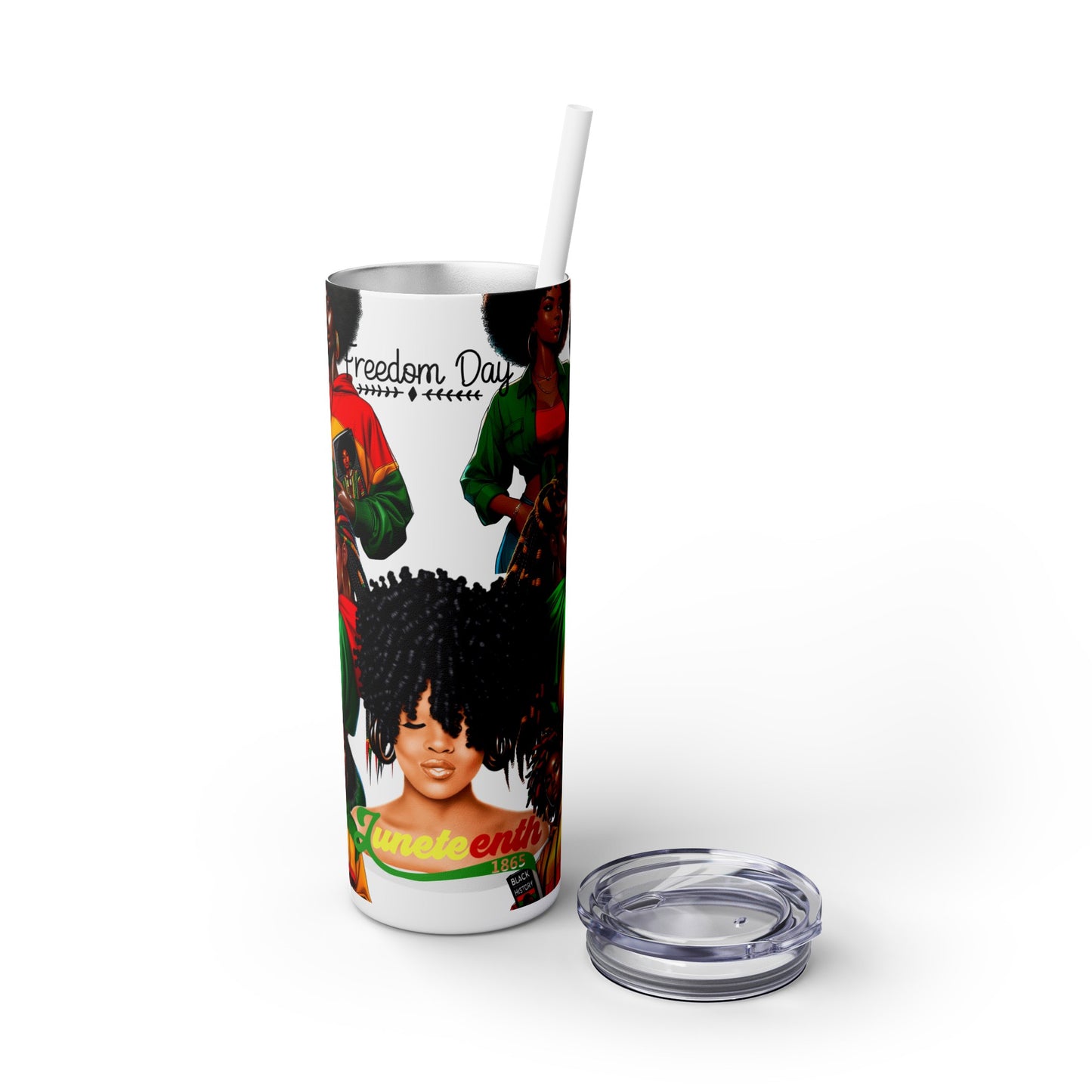 Juneteenth Freedom Collage, Skinny Tumbler with Straw, 20oz