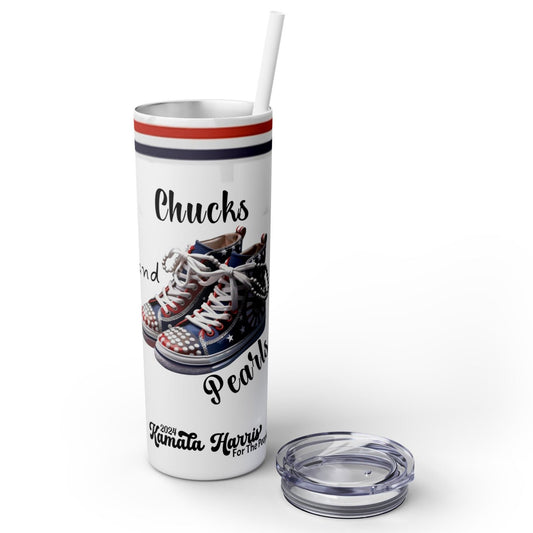 Chucks & Pearls (Collectors Addition), Skinny Tumbler with Straw, 20oz