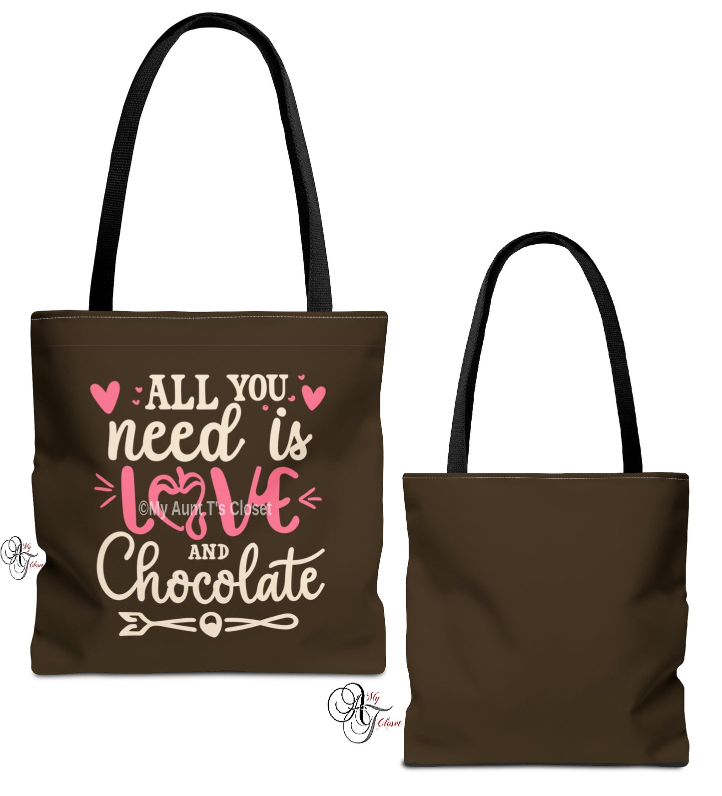 Love and Chocolate, Brown Tote Bag