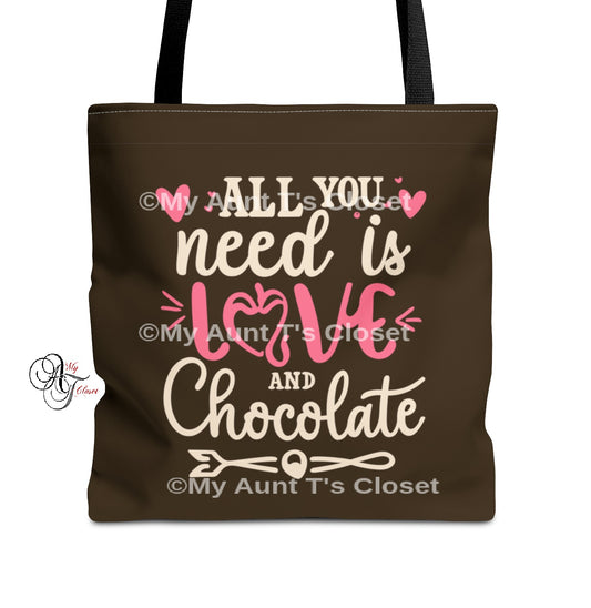 Love and Chocolate, Brown Tote Bag
