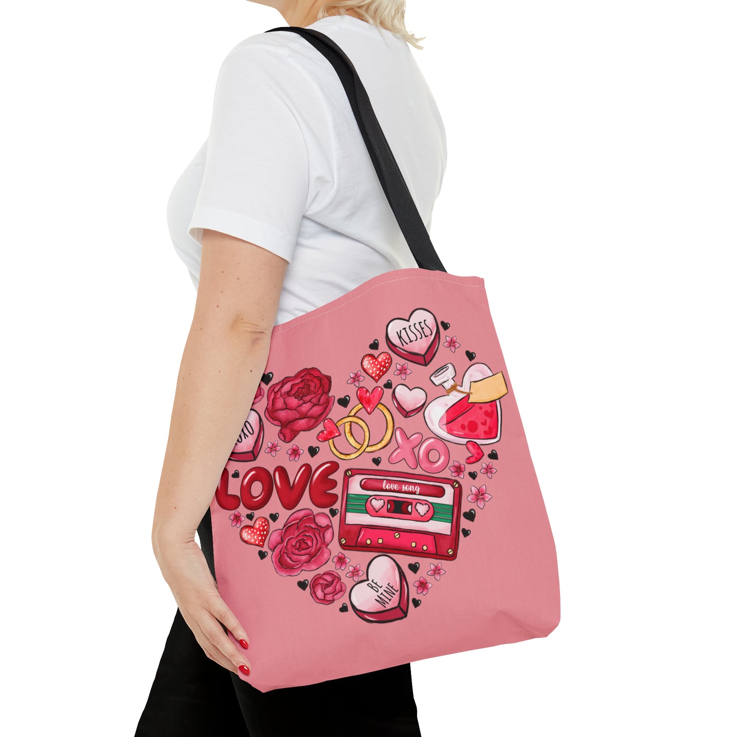 Retro Love, Pink Tote Bag