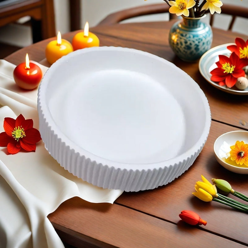 Hand-Crafted Ribbed Concrete Bowl