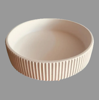 Hand-Crafted Ribbed Concrete Bowl
