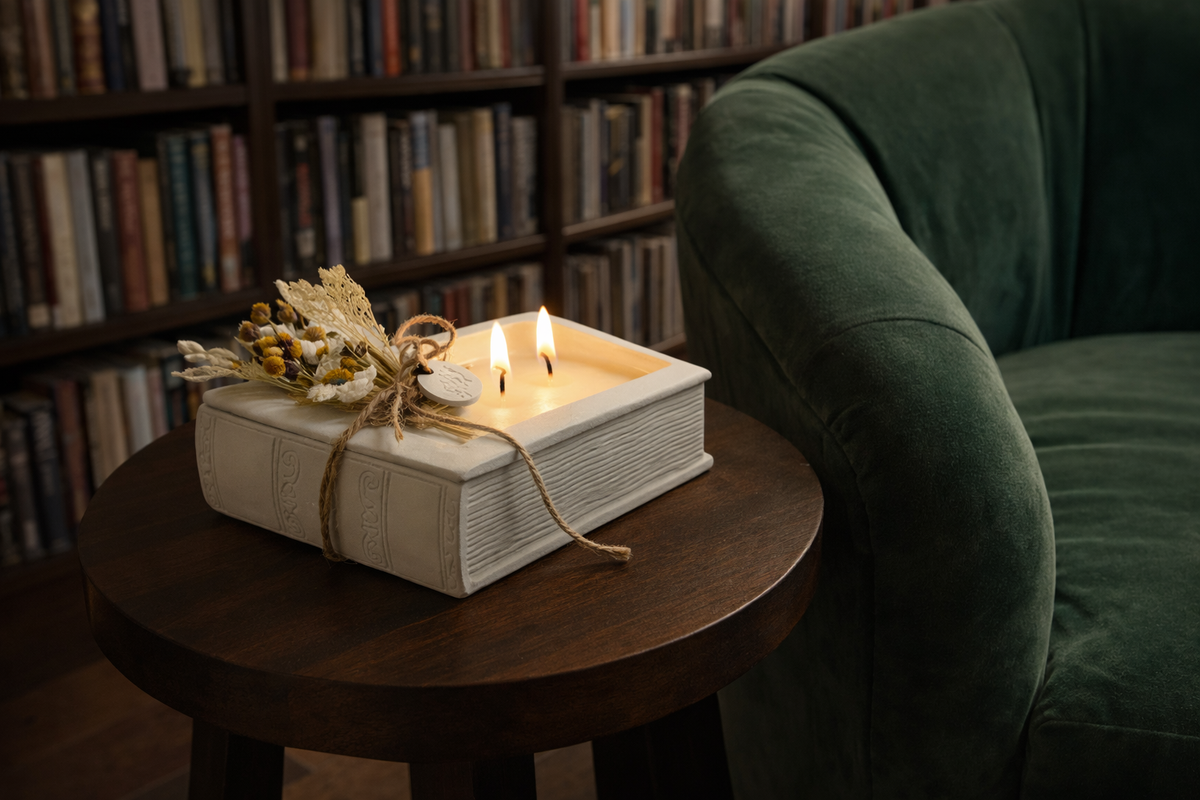 Heirloom Book Shaped Candle Vessels/Storage Box