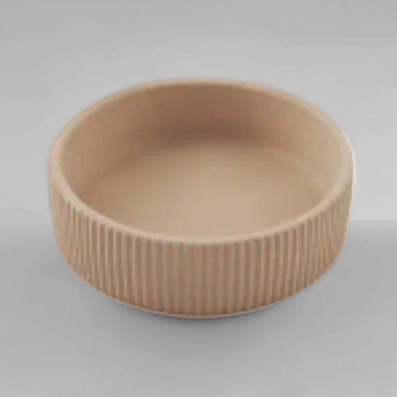 8" Hand-Crafted Ribbed Concrete Candle Bowl