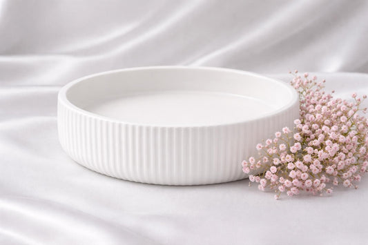 8" Hand-Crafted Ribbed Concrete Candle Bowl